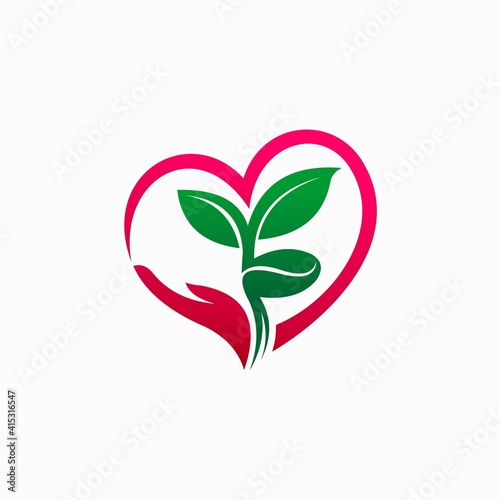 seed lover logo, heart with leaves vector