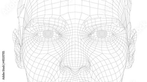 Wireframe portrait of a young beautiful girl