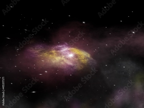 Galaxies, nebula, stars in the universe. Illustration created on a tablet, used as a background or wallpaper in the astronomy concept.