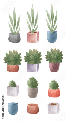 Obraz na plátně Illustration home geen plants