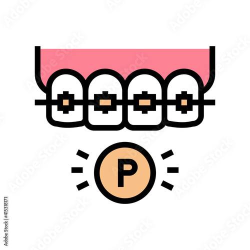 plastic material tooth braces color icon vector. plastic material tooth braces sign. isolated symbol illustration