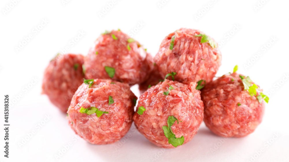raw meatball isolated on white background raw meatball isolated on white background