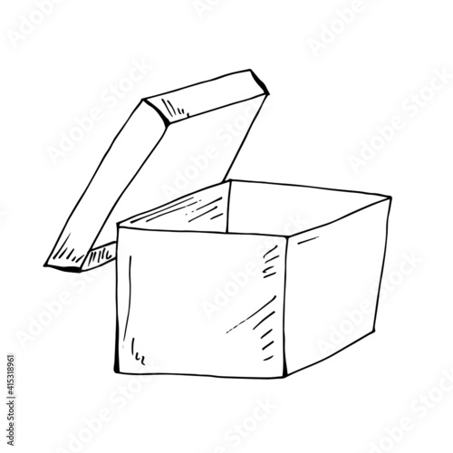 Box. Vector illustration, linear doodle.