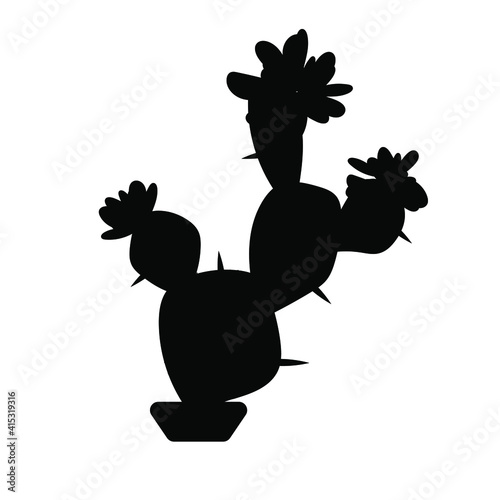 Black silhouette of a cactus. Vector illustration.