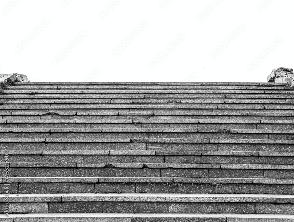 Abstract black and white picture with outdoor steps or stairs