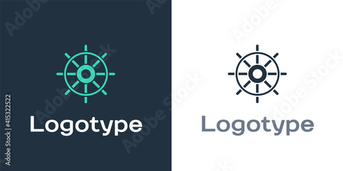 Logotype Ship steering wheel icon isolated on white background. Logo design template element. Vector Illustration.