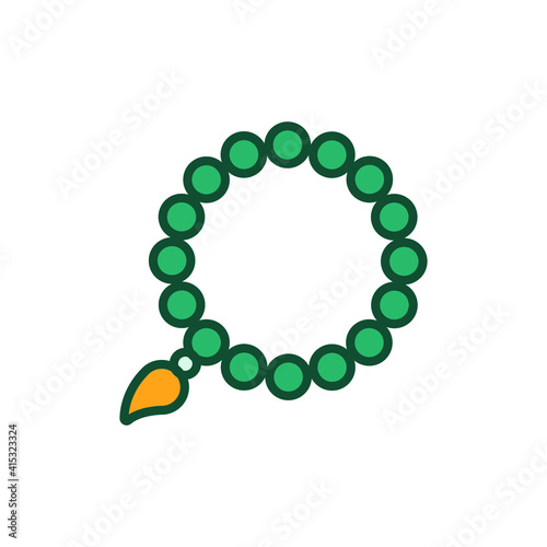 Ramadan icon filled outline Bead, eid, fasting, islam, muslim, pray, ramadan icon. Rosary religious accessories Tasbeeh, Tasbih zikir dua, islamic beads Prayer ropes Vector illustration design EPS 10