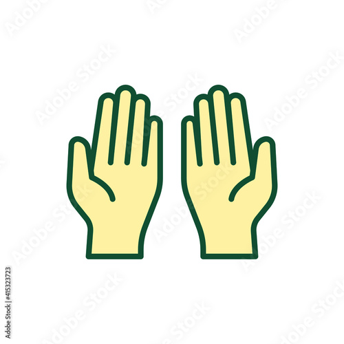 Ramadan icon filled outline Eid, fasting, hand, islam, muslim pray ramadan icon. Prayer hands dua, praying religion collection for mobile web apps Vector illustration design on white background EPS 10