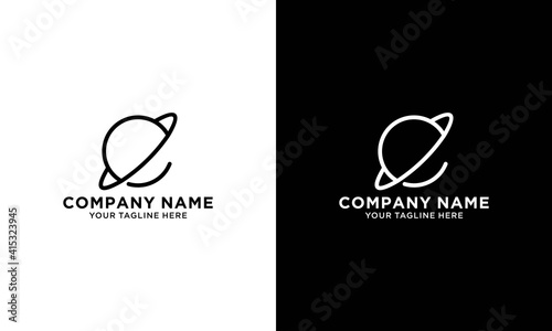 Vector logo which depicts a planet against which a rocket flies.