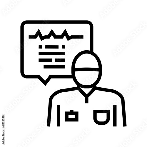anesthesiologist monitoring heart rate line icon vector. anesthesiologist monitoring heart rate sign. isolated contour symbol black illustration