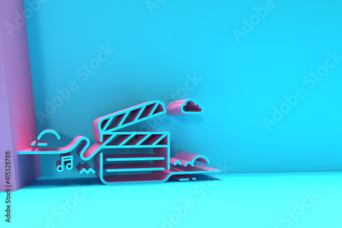 3D Render Clapper Board - Movie Banner 3D illustration Design.