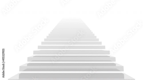 
Slow motion climbing the white stairs in the fog 