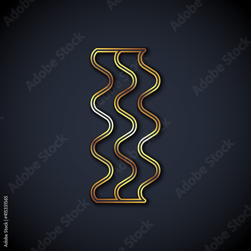 Gold line Bacon stripe icon isolated on black background. Vector.