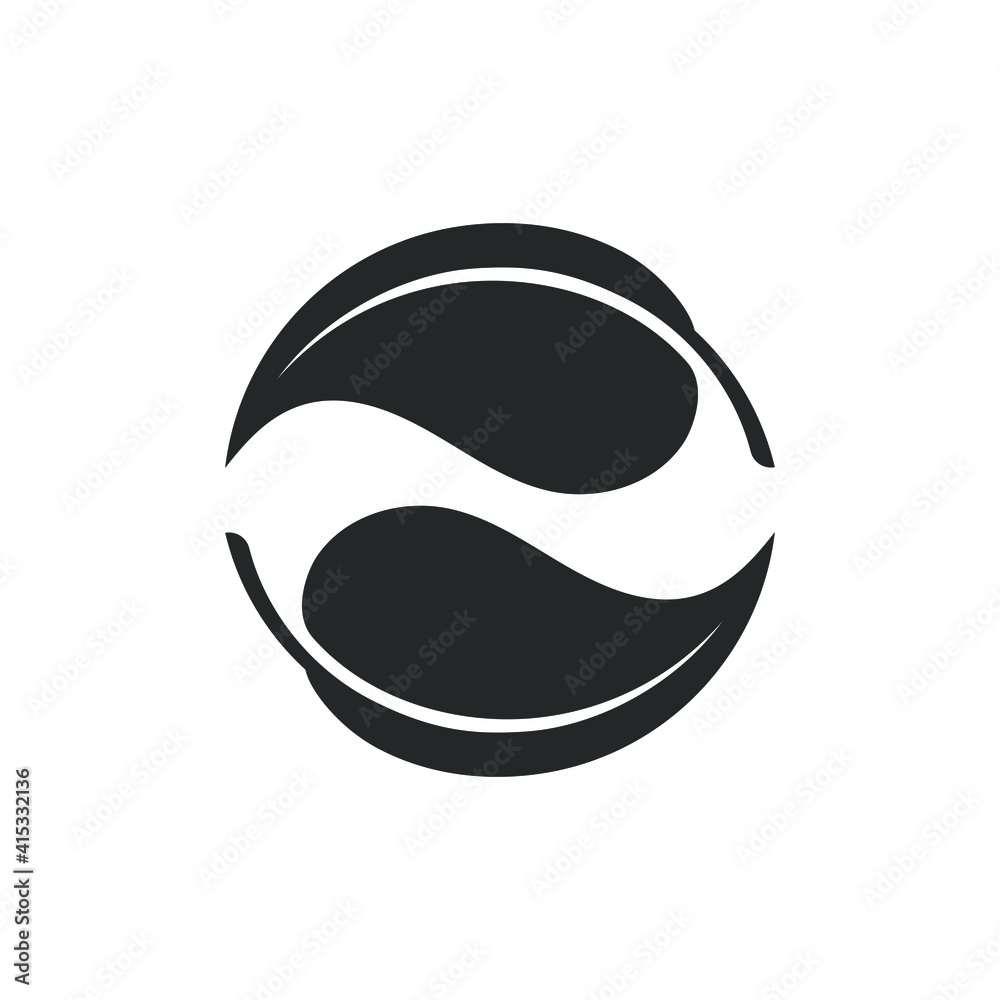 Two leaves graphic icon. Leaves sign isolated on white background. Flat style. Pictogram for web graphics. Vector illustration Two leaves graphic icon. Leaves sign isolated on white background. Flat style. Pictogram for web graphics. Vector illustration