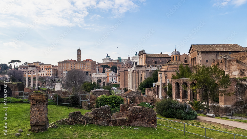 View of street of ancient roman forum