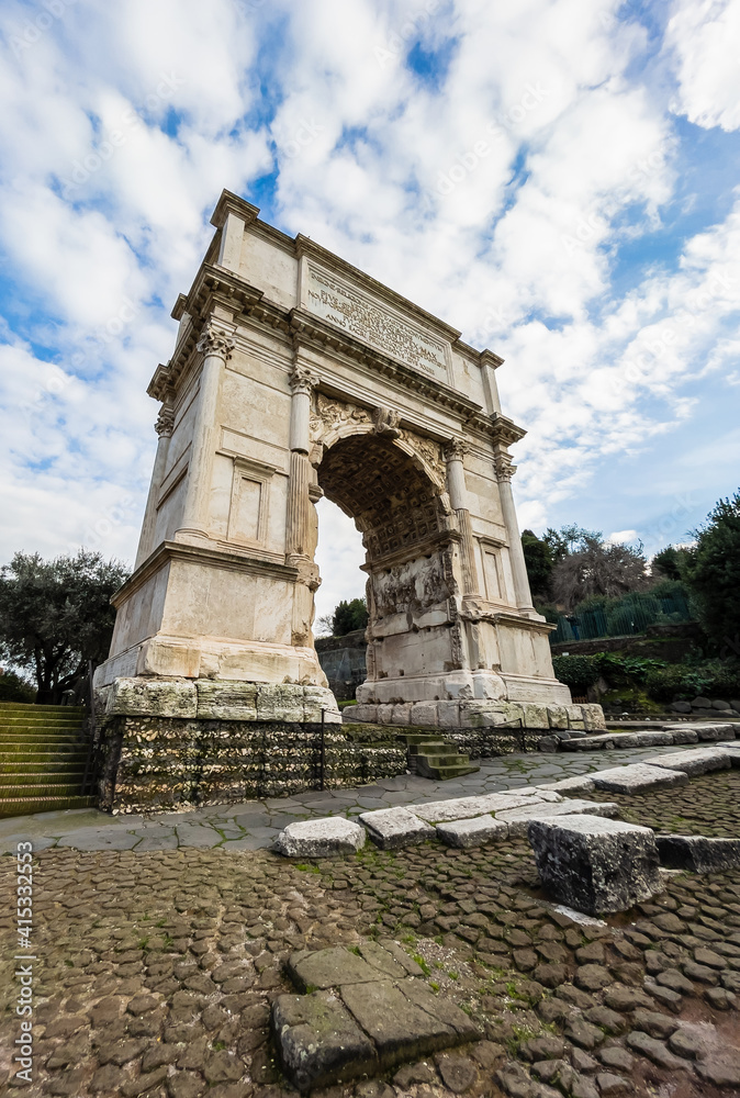 Ancient roman triumphal arch in Rome