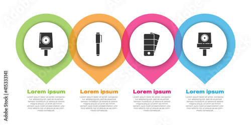 Set Spray can nozzle cap, Pen, Palette and Spray can nozzle cap. Business infographic template. Vector.