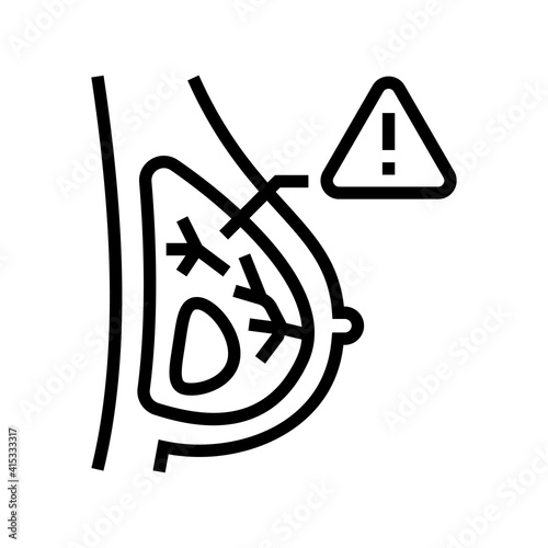 lump in chest line icon vector. lump in chest sign. isolated contour symbol black illustration