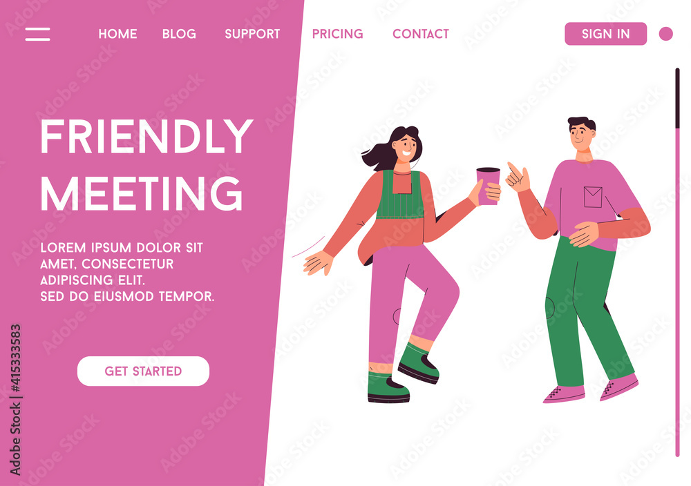 Vector landing page of Friendly Meeting concept