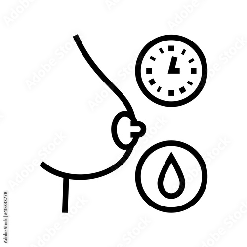 breastfeeding by hour line icon vector. breastfeeding by hour sign. isolated contour symbol black illustration