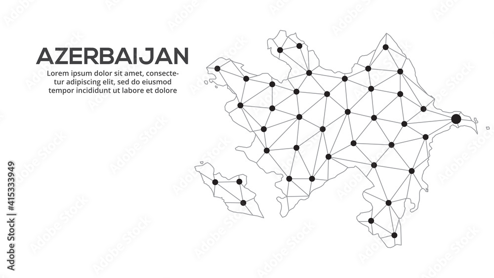 Azerbaijan communication network map. Vector image of a low poly global ...