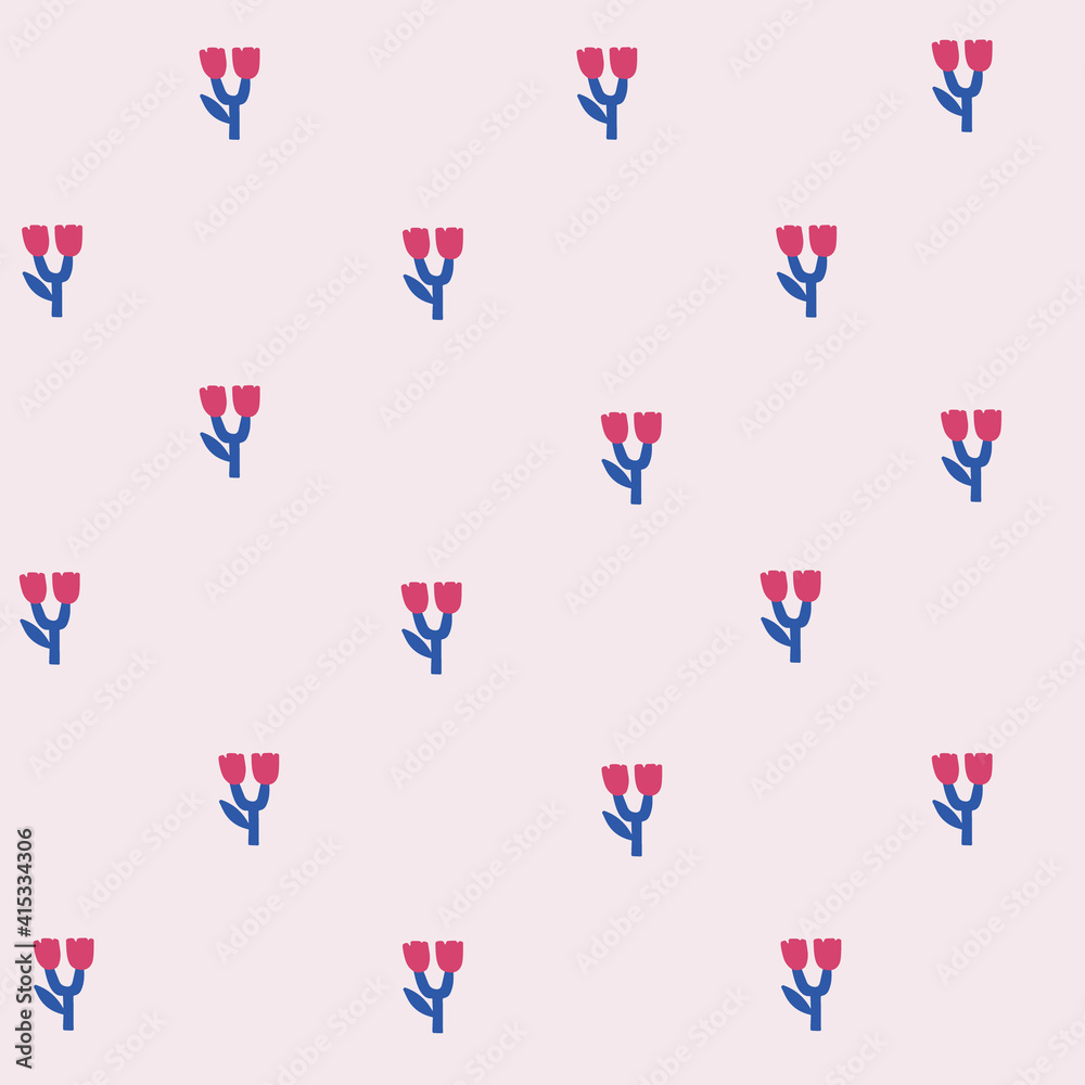 Seamless floral patterns in minimalist style. vector elements in Scandinavian , hand-drawn. For paper, cover, fabric, gift wrap