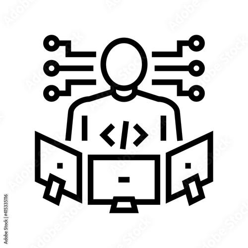 technical expert line icon vector. technical expert sign. isolated contour symbol black illustration