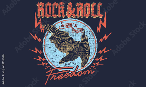 Fotografia, Obraz Rock & roll freedom eagle artwork for apparel , logo others