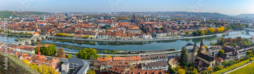 panoramic medieval old town Wurzburg in Germany