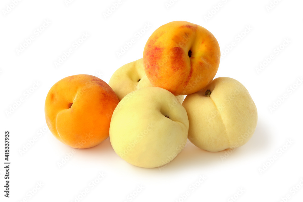 Tasty peaches isolated on white