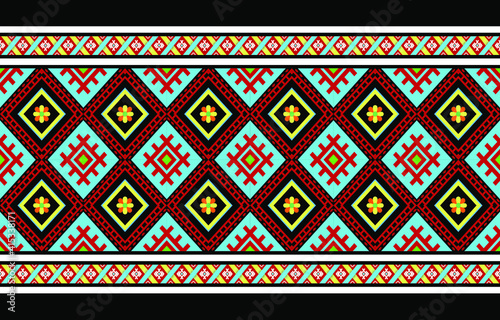 Geometric ethnic oriental seamless pattern traditional Design for background,carpet,wallpaper.clothing,wrapping,Batik fabric,Vector illustration.embroidery style - Sadu, sadou, sadow or sado