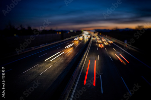 Wallpaper Mural busy highway traffic at night Torontodigital.ca