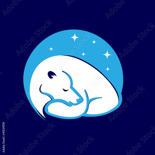 star in the night sky sleeping bear logo design vector illustration