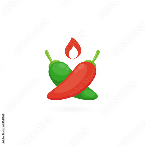 The Red and Green Chilli. Isolated Vector Illustration