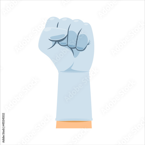 Clenching Fist with white glove. Isolated Vector Illustration