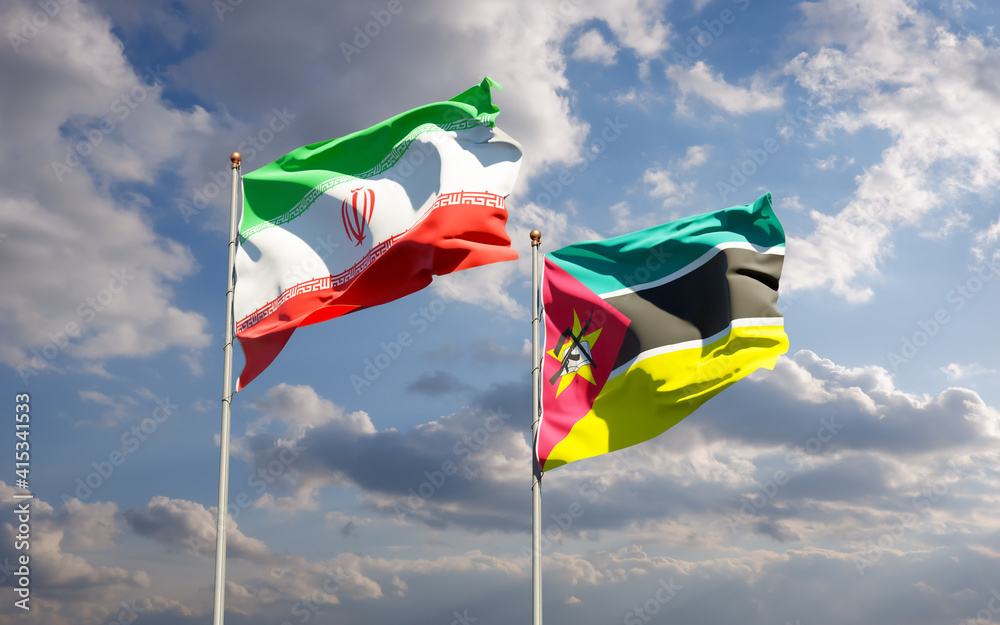 Flags of Mozambique and Iran. Flags of Mozambique and Iran.