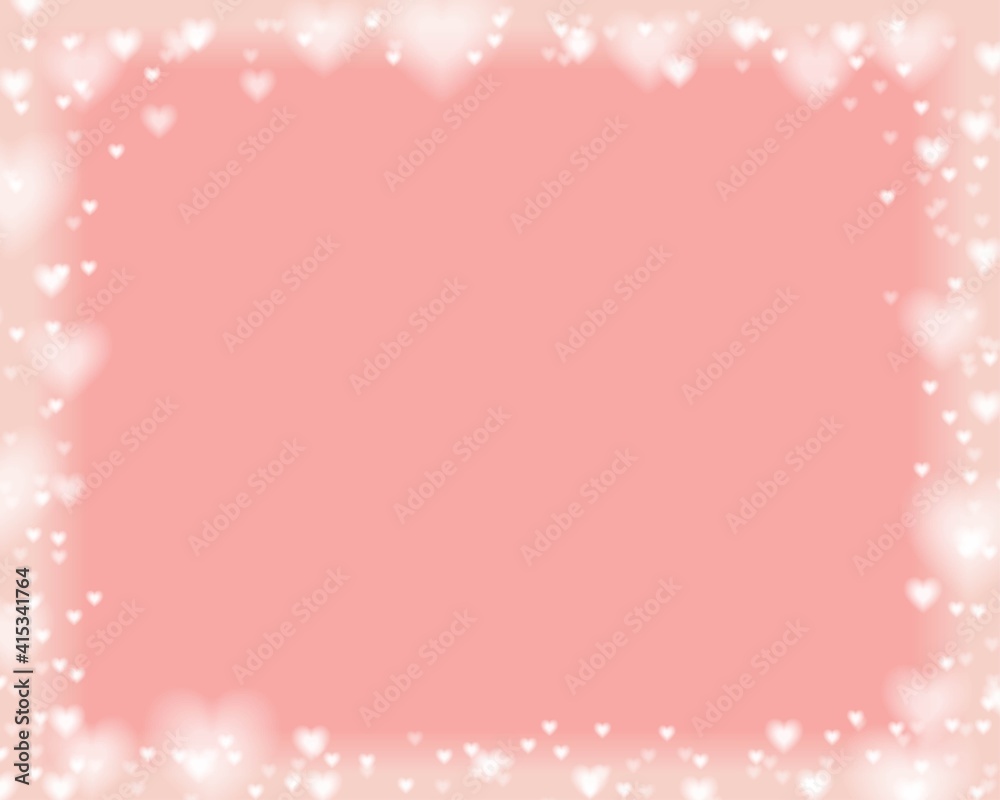 Pink pastel snow heart bokeh background