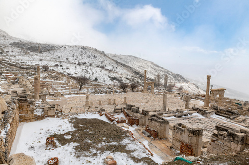 Welcome to Sagalassos. Isparta, Turkey.To visit the sprawling ruins of Sagalassos, high amid the jagged peaks of Akdag, is to approach myth: the ancient ruined city set in stark. photo