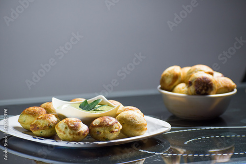 Indian Home Made Recipe 'Aappe' with Green Chatni. Specialty Of South Indian Food
