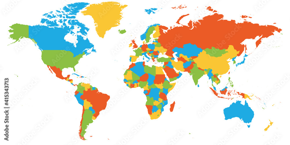 Naklejka Pusta kolorowa mapa świata
