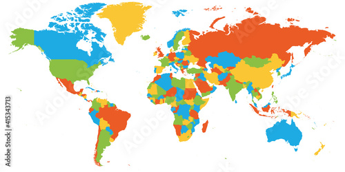 Fototapeta Naklejka Na Ścianę i Meble -  Blank colorful map of World