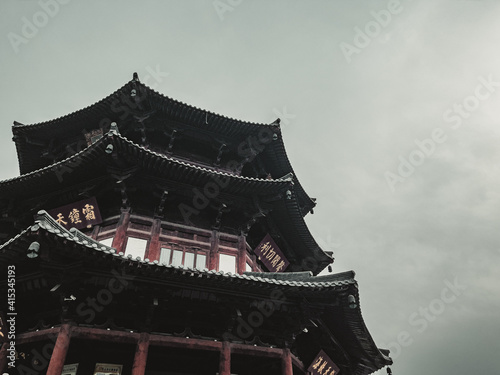 Low angle sho of the famous Hanshan Temple in Suzhou, China photo