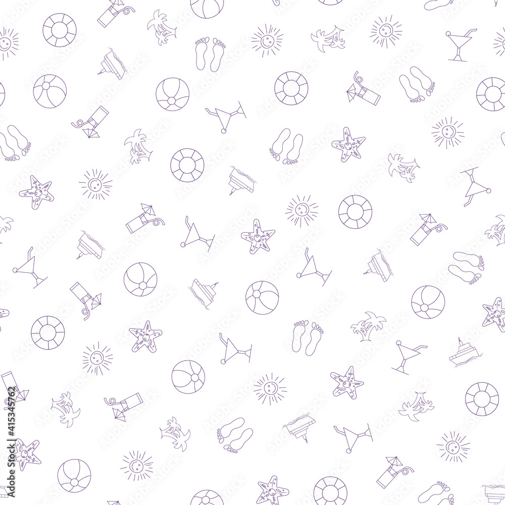 Summer pattern with hand drawn beach elements. Fashion print design, vector illustration. Seamless Pattern Background for banner, card, website. Design for wallpapers, wrapping, backgrounds. Summer pattern with hand drawn beach elements. Fashion print design, vector illustration. Seamless Pattern Background for banner, card, website. Design for wallpapers, wrapping, backgrounds.