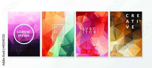 Triangle vector banners collection. Set of low poly triangular backgrounds. Modern colorful low poly vectors can be used for social media, web, advertising, printing etc