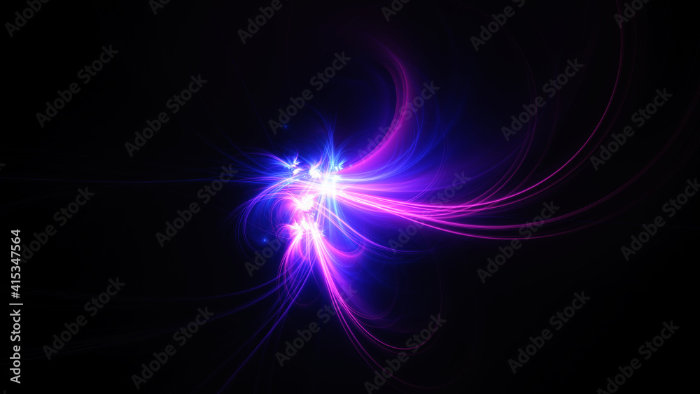 Abstract background, smooth blue and red lines on a black background. Abstract background, smooth blue and red lines on a black background.