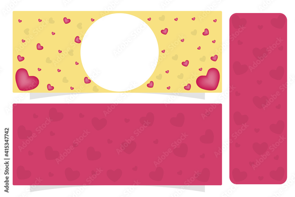 Set of three banners with red hearts. Valentine's Day. Vector background