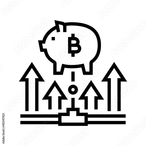 fundraising digital coin ico line icon vector. fundraising digital coin ico sign. isolated contour symbol black illustration