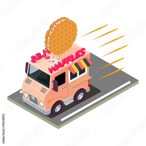 Waffle delivery icon. Isometric illustration of waffle delivery vector icon for web
