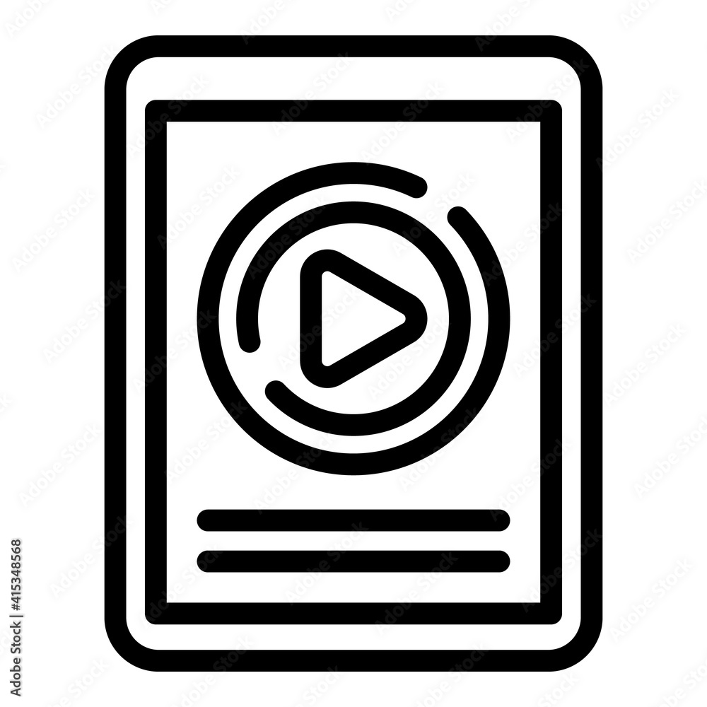Tablet online video icon. Outline tablet online video vector icon for web design isolated on white background Tablet online video icon. Outline tablet online video vector icon for web design isolated on white background