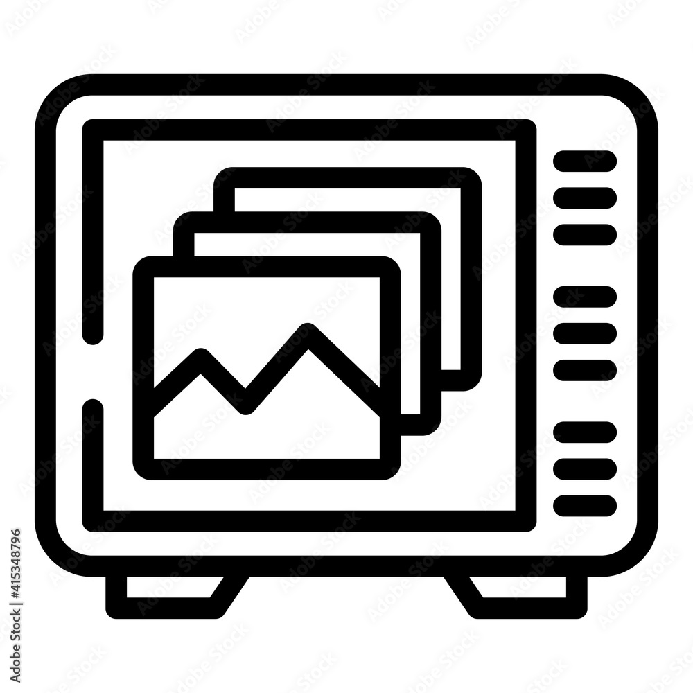 Interactive tv pictures icon. Outline interactive tv pictures vector icon for web design isolated on white background